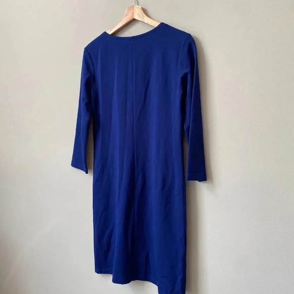 Persifor Women's XS 3/4 Sleeve Solid Tyler V-Neck Sheath Shift Knit Dress Blue - Picture 14 of 16